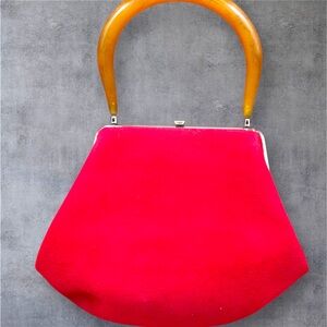 Vintage Morris Moskowitz Red Velvet Handbag